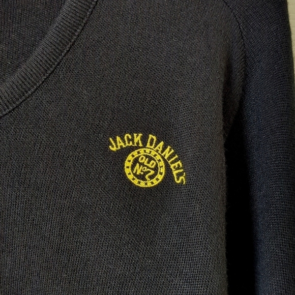 Aristocratic Embroidery 80's Vintage Classic Jack Daniels V-neck Sweater Black M - Picture 3 of 11